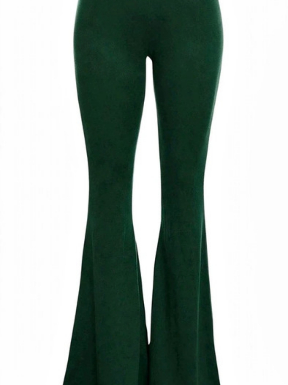 Main Strip High-Waisted Bell-Bottom Pants Green High-Waisted Flare Pants 33Inch